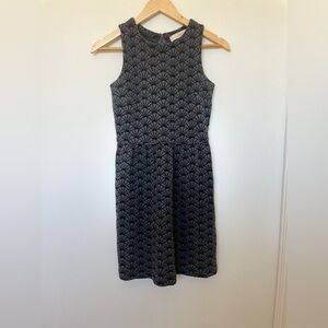 LOFT Petite Gray Patterned Fit & Flare Dress Size 00P